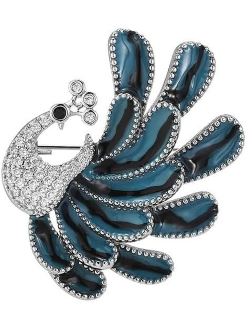 Stunning Enamel Peacock Brooch with Rhinestones - Elegant Lapel Pin Jewelry for